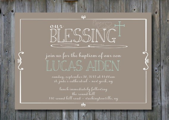 OUR BLESSING Custom Baptism Invitation/Christening Invitation/Communion Invitation- You Print Il_570xn