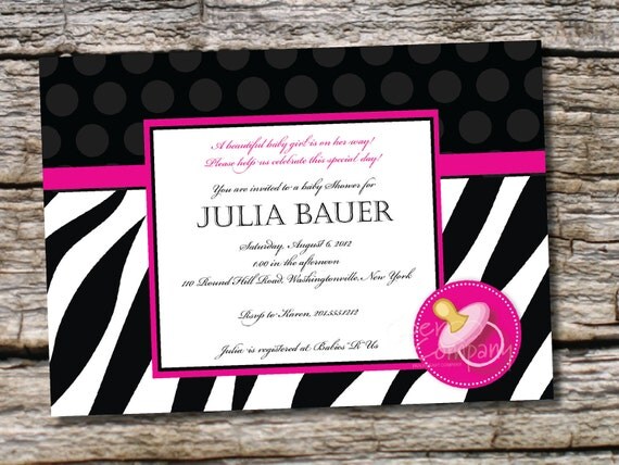 ZEBRA WHIMSY Custom Baby Shower Invitation - diy, printable, You Print Il_570xn