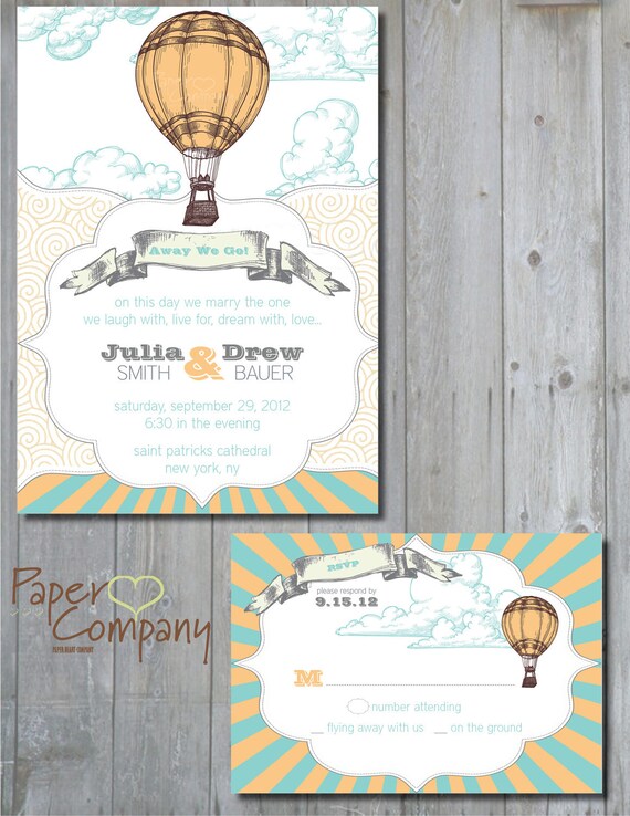 UP UP and AWAY Wedding Save the Date/Invitation/Response Card/Reception Card/Menu/Table Numbers/Thank You Card - You Print Il_570xn