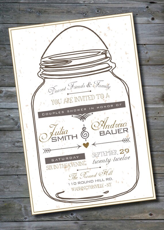 MASON JAR LOVE Couples Shower/Bridal Shower/ Baby Shower Invitation - You Print, diy, Digital File Il_570xn