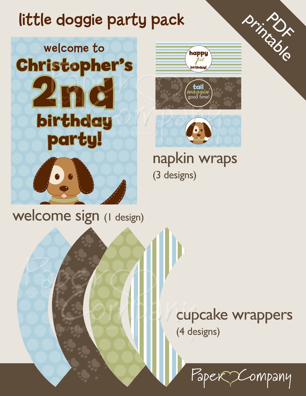 LITTLE DOGGIE Birthday Party Package Event Printable diy Customizable
