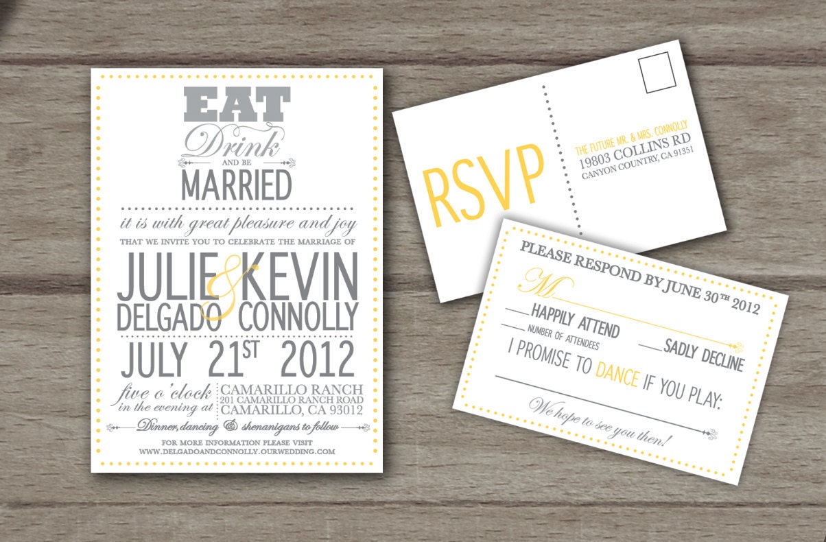 Eat, Drink and Be Married - Modern Wedding Invitations