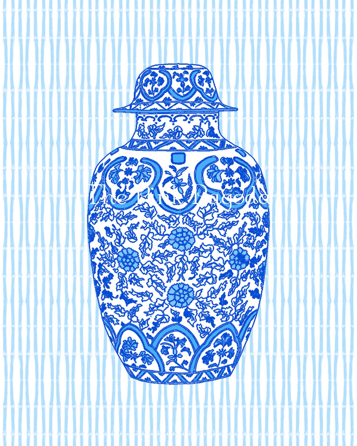 Ming Blue Chinoiserie Ginger Jar 8x10 Giclee - thepinkpagoda