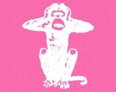 Three Wise Monkeys on Lilly Pulitzer Pink Lattice Set 11x14 Giclee - thepinkpagoda