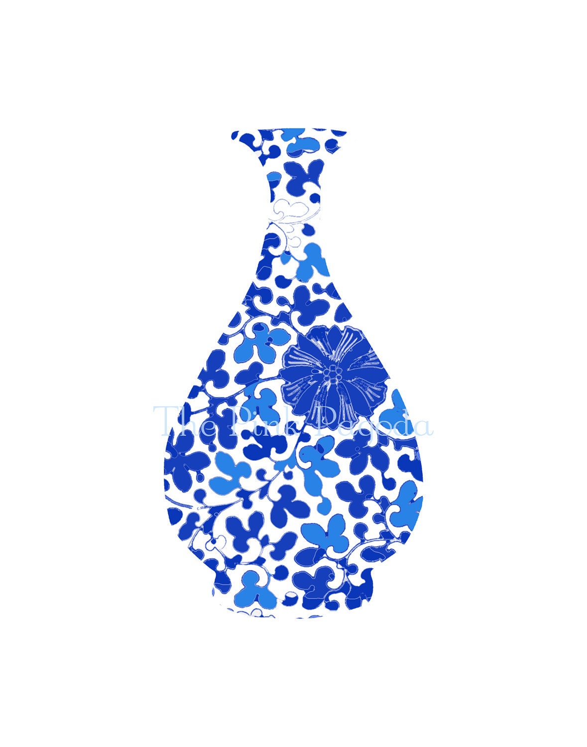 Blue and White Floral Chinoiserie Vase 2 11x14 Giclee