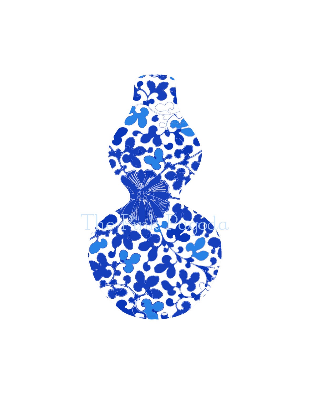 Blue and White Floral Chinoiserie Vase 4 8x10 Giclee