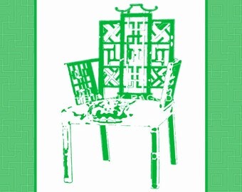 Green Chinoiserie Chair 11x14 Giclee