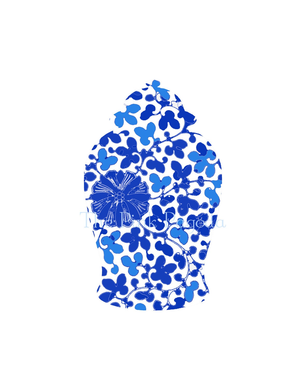 Blue and White Floral Chinoiserie Ginger Jar 8x10 Giclee