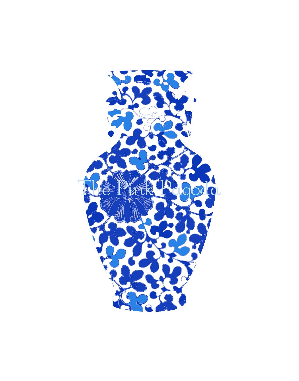 Blue and White Floral Chinoiserie Vase 3 11x14 Giclee