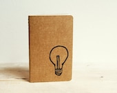 Idea Light Bulb Pocket Size Blank Moleskine Journal Notebook  Hand Carved Design