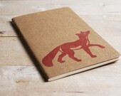 Red Fox Spring Blank Pocket Size Moleskine Journal Notebook using Hand Carved Stamp