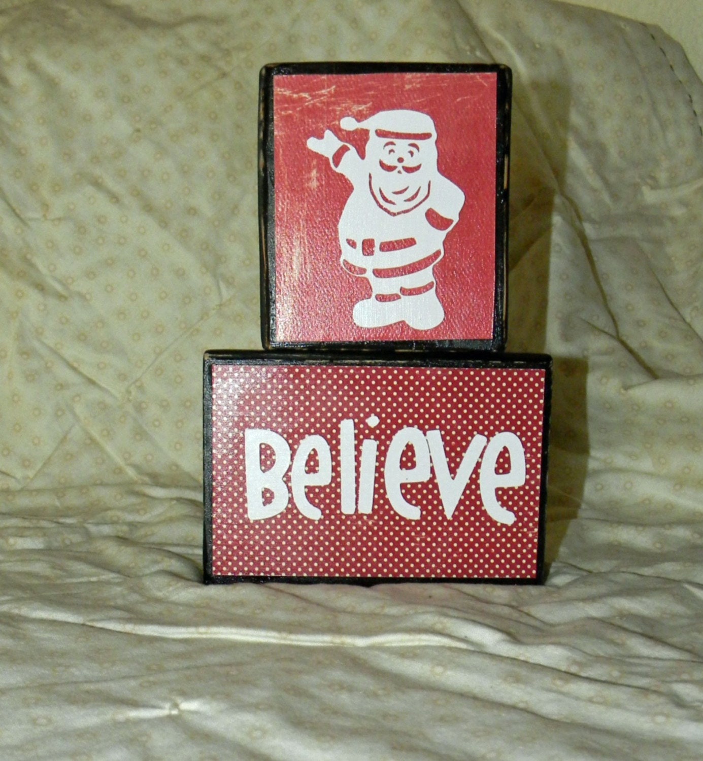 Believe and Santa Christmas Wood Block Set