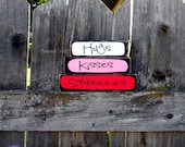 Mini Kisses. Huge. Squeezes Primitive Wood Stacker...so cute and READY TO SHIP