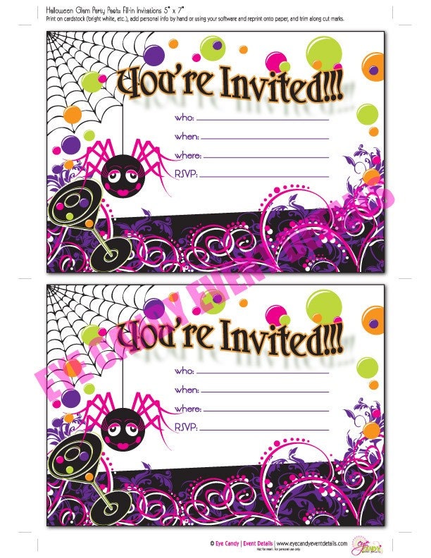 Glam Halloween Invites, DIY Printable Invitations Il_170x135
