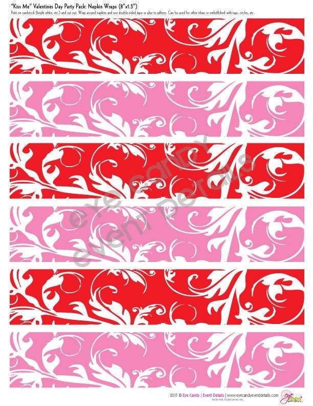 Kiss Me Valentines Day DIY Printable Damask Wraps Il_170x135