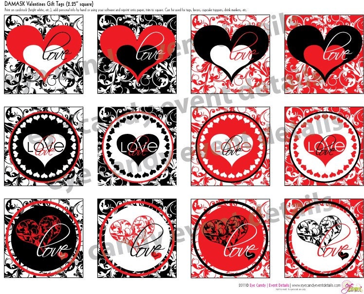 DAMASK Party Toppers DIY Printables - LOVE Hearts Il_170x135