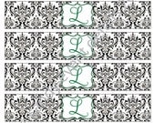 DAMASK monogram black & white Wedding / Shower Printable Customizable DIY Napkin Wraps Il_170x135