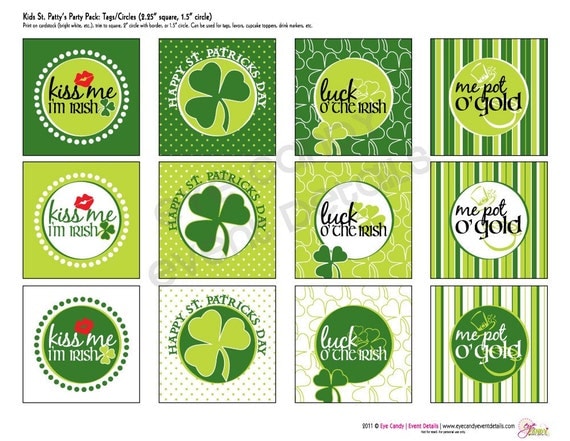 ST PATTY'S day - Kids Party - DIY Printable Party Pack - Photo Booth Props - Coloring Pages Il_570xn