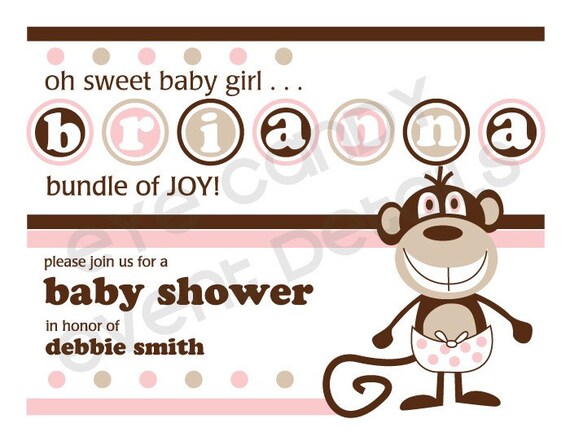Mod Monkey Baby Girl Shower - Customized DIY Printable Party Pack & Invite Il_570xn