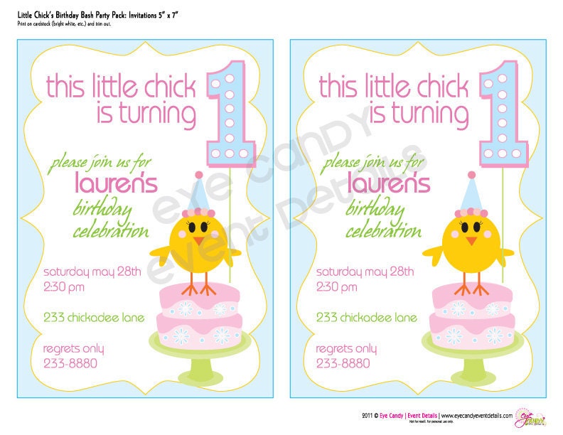 Little Chicks Birthday Bash - DIY Printable Invitation Il_570xn