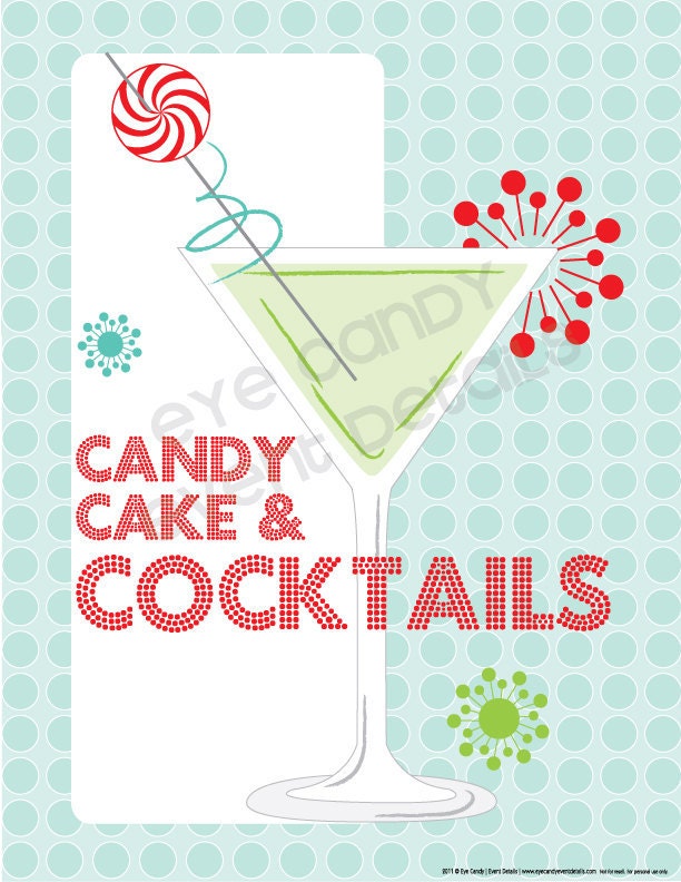 Cocktail - Birthday - Holiday Party Invite - DIY Printable Art Print - Holiday Sign Il_570xn