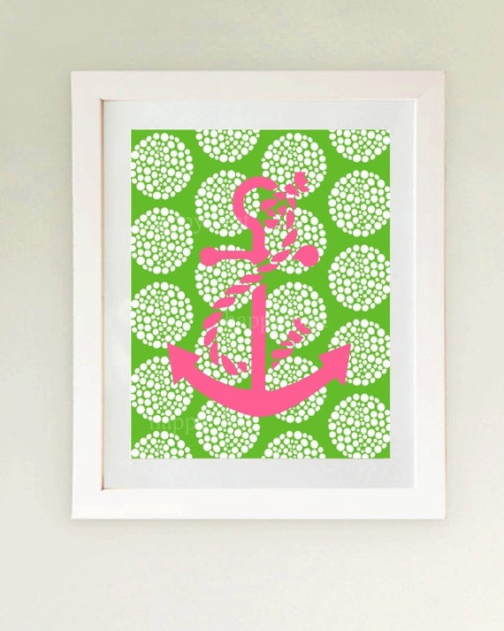 Nautical decor,Anchor Art Print for Modern or Preppy Decor 8 x 10
