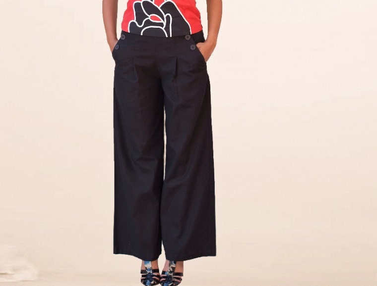 Linen wide leg pants skirt/Maxi women bottoms/women black trousers/yoga pants/plus size
