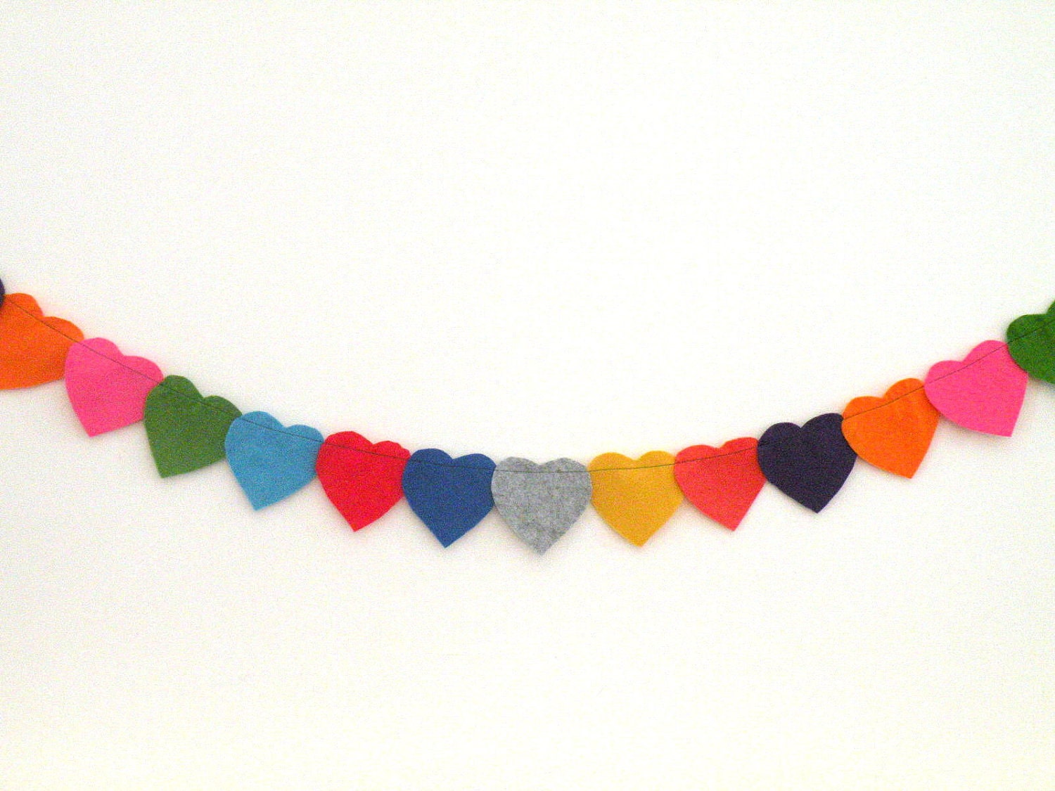 Rainbow-Colorful-Felt heart garland-Party decoration-Valentine's day-Wedding decoration