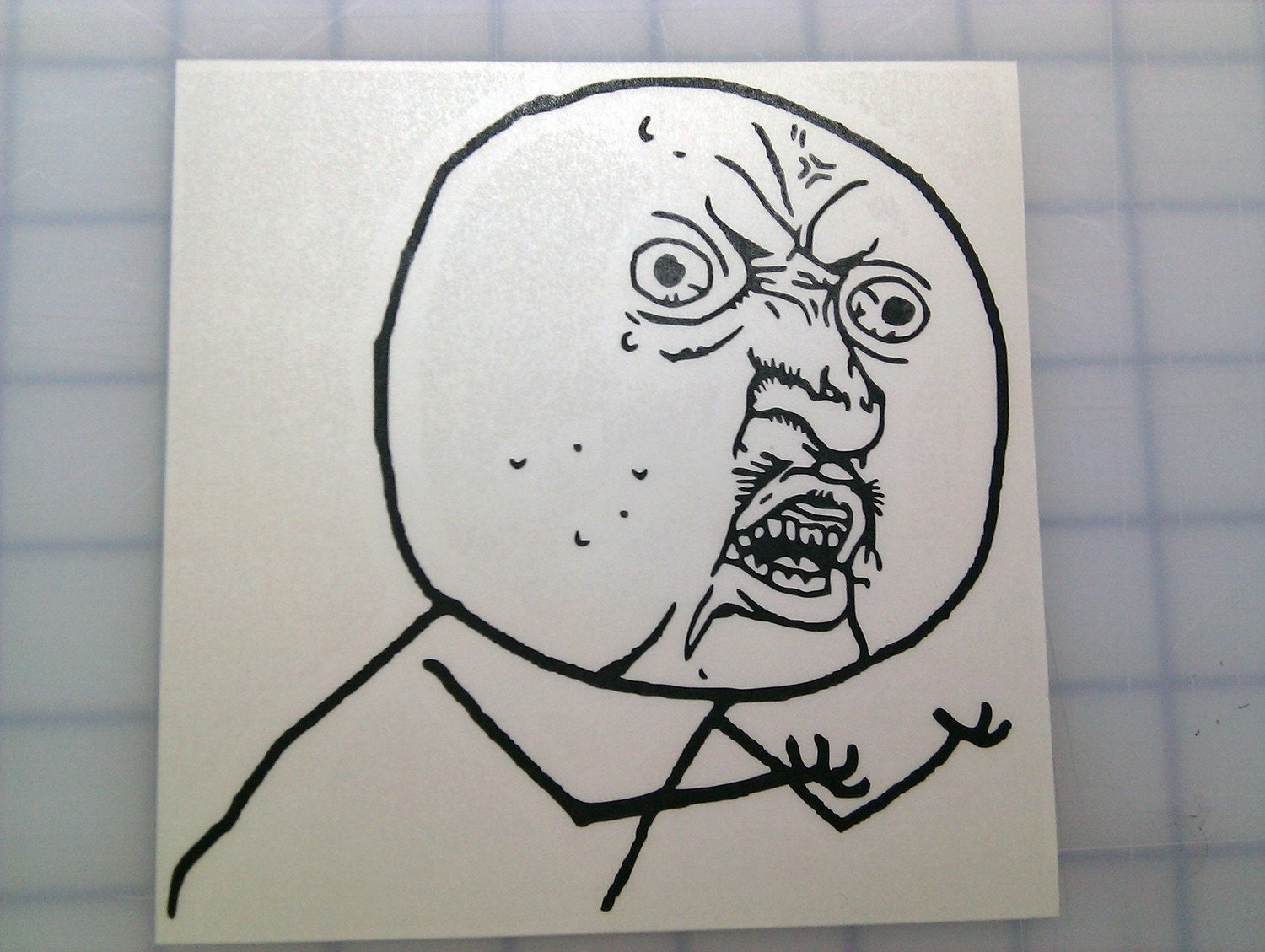 Y U NO BLACK vinyl decal 4.963" x 5"