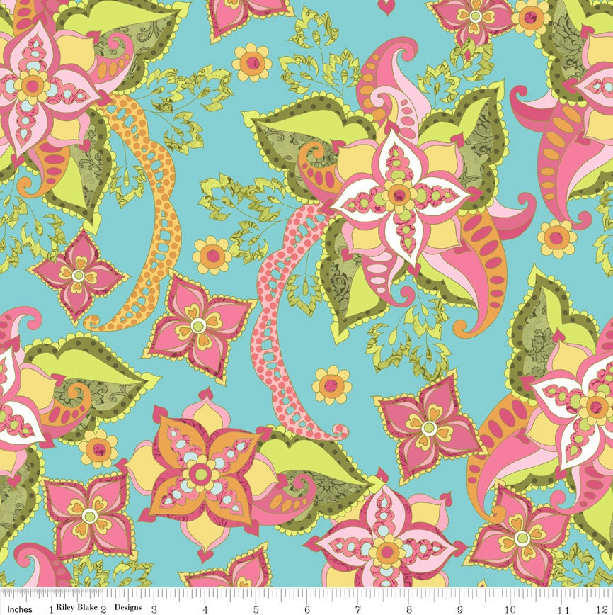Lila Tueller for Riley Blake Designs - Bohemian Festival - Bohemian Main in Blue - Cotton Fabric
