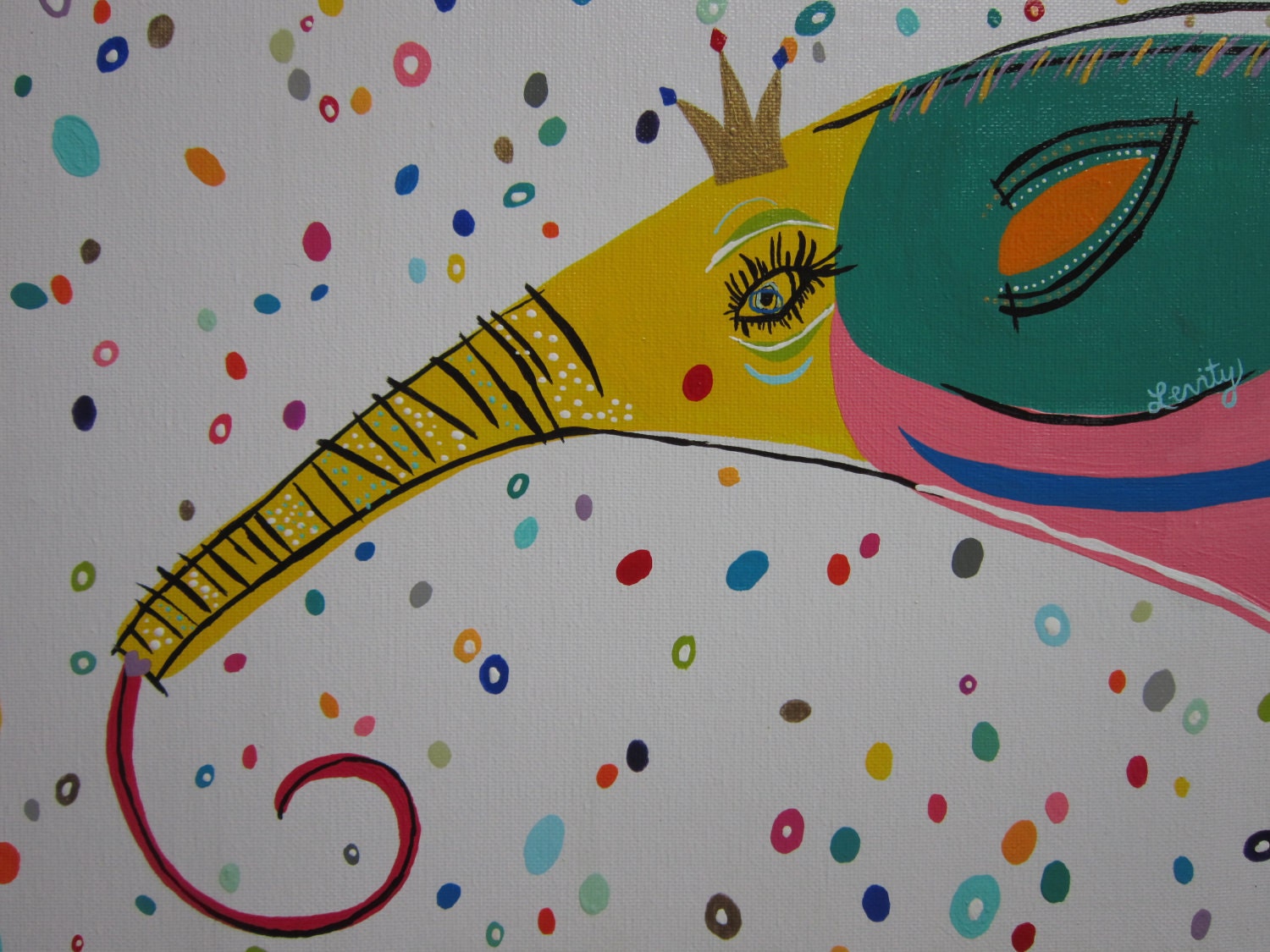 Original Abstract Queenie Anteater - 11x14 acrylic on canvas