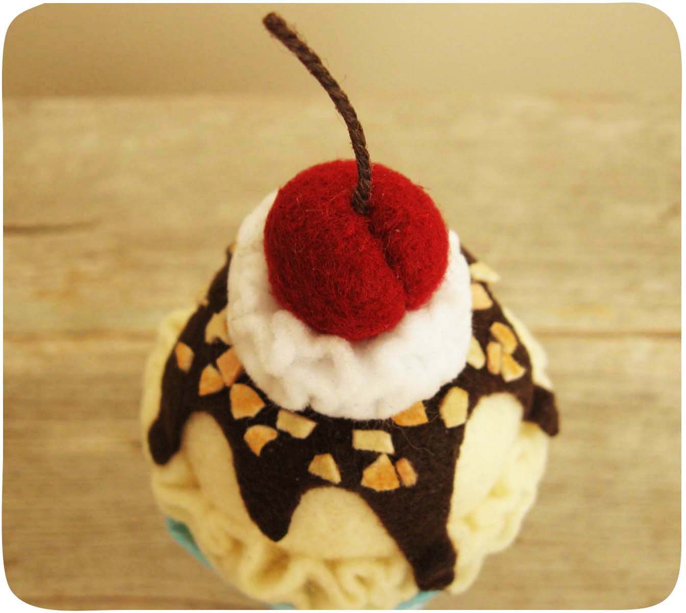 Ice Cream Sundae in Blue Glass