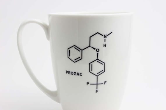 Prozac Chemistry Molecule Coffee Mug - Black and White Coffee Cup
