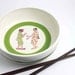 Monkey and Crab Illustration - Japanese Folk Tale Bowl in Green and White