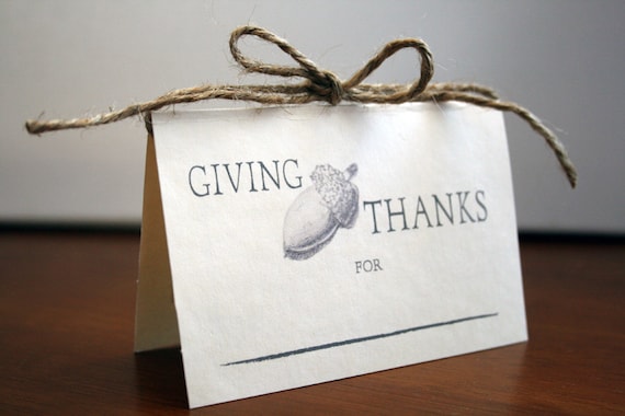 Giving Thanks -- Acorn Thanksgiving Place Cards --  Set of 14