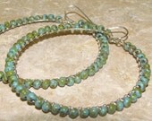 Turquoise Picasso Wire Wrapped Hoops