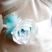 Flower Belt/ Bridal / Bridesmaid/ Party/ Ball/ Dancing/ Ceremony/ White/ Aquamarin Blue/Feather/
