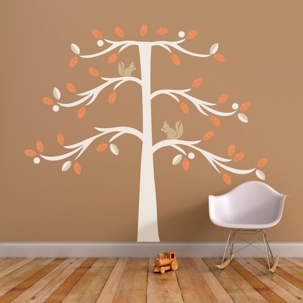 Nursery Wall Decal. Tree with Squirrel Children Wall Decal