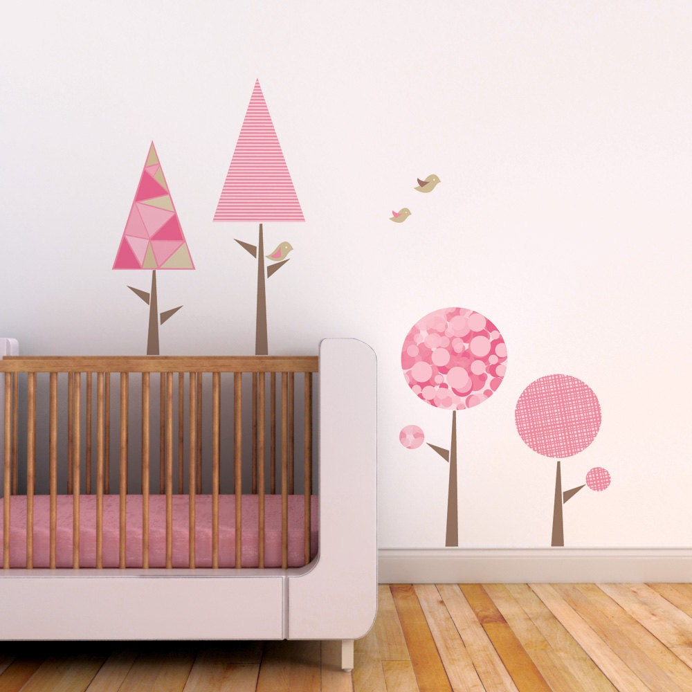 Kids Wall Decal, Pink Trees for Children's Room and Baby Nursery. Popsicle Trees Children Wall Decal