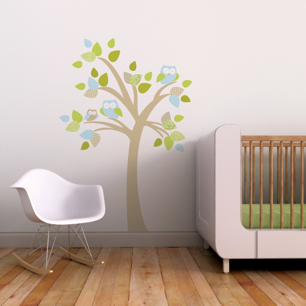 Nursery Wall Decal. Tree with Owls Children Wall Decal