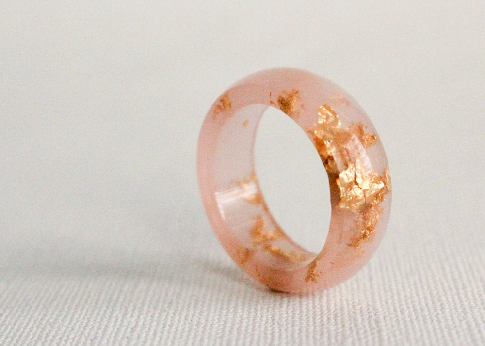 Size 9.5 rose gold round resin eco resin ring