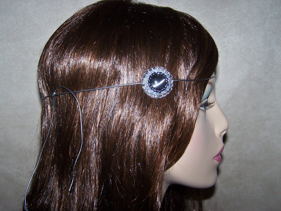 Skinny Black Leather Adjustable Twilight Cats Eye Bohemian Headband
