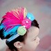 THE RIO--Hot Pink, Lime Green, Turquoise Flower & Feather Headband