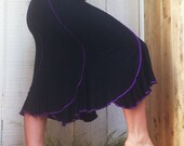 Anemone Spiral Swirl Petal Skirt Organic Bamboo Black Purple Contrast Seams Burning Man Festival eco friendly
