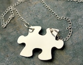 Puzzle Piece Necklace, Hand Stamped Personalized Necklace, Puzzle Necklace, Silver Puzzle, Mystery Quote Pendant, My Puzzle Piece