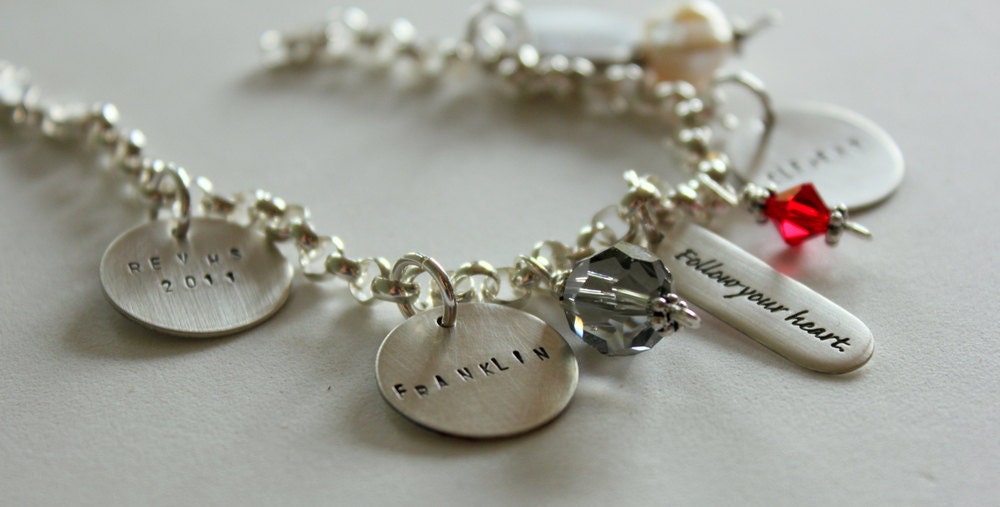 Personalized Mother, Personalized Gift Custom Tiffanys Charm Bracelet, Graduation Bracelet, Friendship, Personalized Charm Bracelet