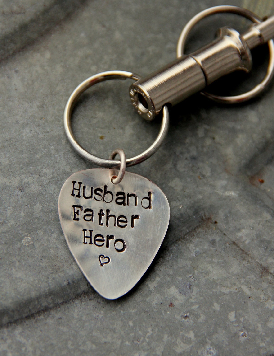 Valentines Day Gift For Him , Hero Father Silver Key Chain for Military Solider Deployment, Gift For Army Dad Veteran, Guitar Key Chains
