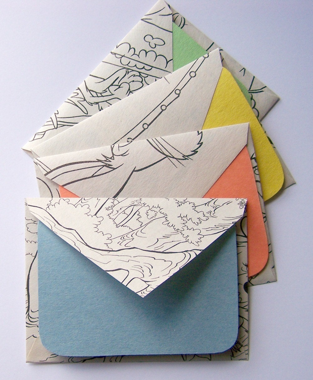 SALE Coloring Pages Stationery - Set of 4 - Multi Colors SALE
