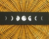 Phases of the Moon handmade screenprinted back patch, white on black