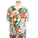 1980s Floral Top - Brightly Colored Button Up Tee in Cotton Jersey (Size Large)